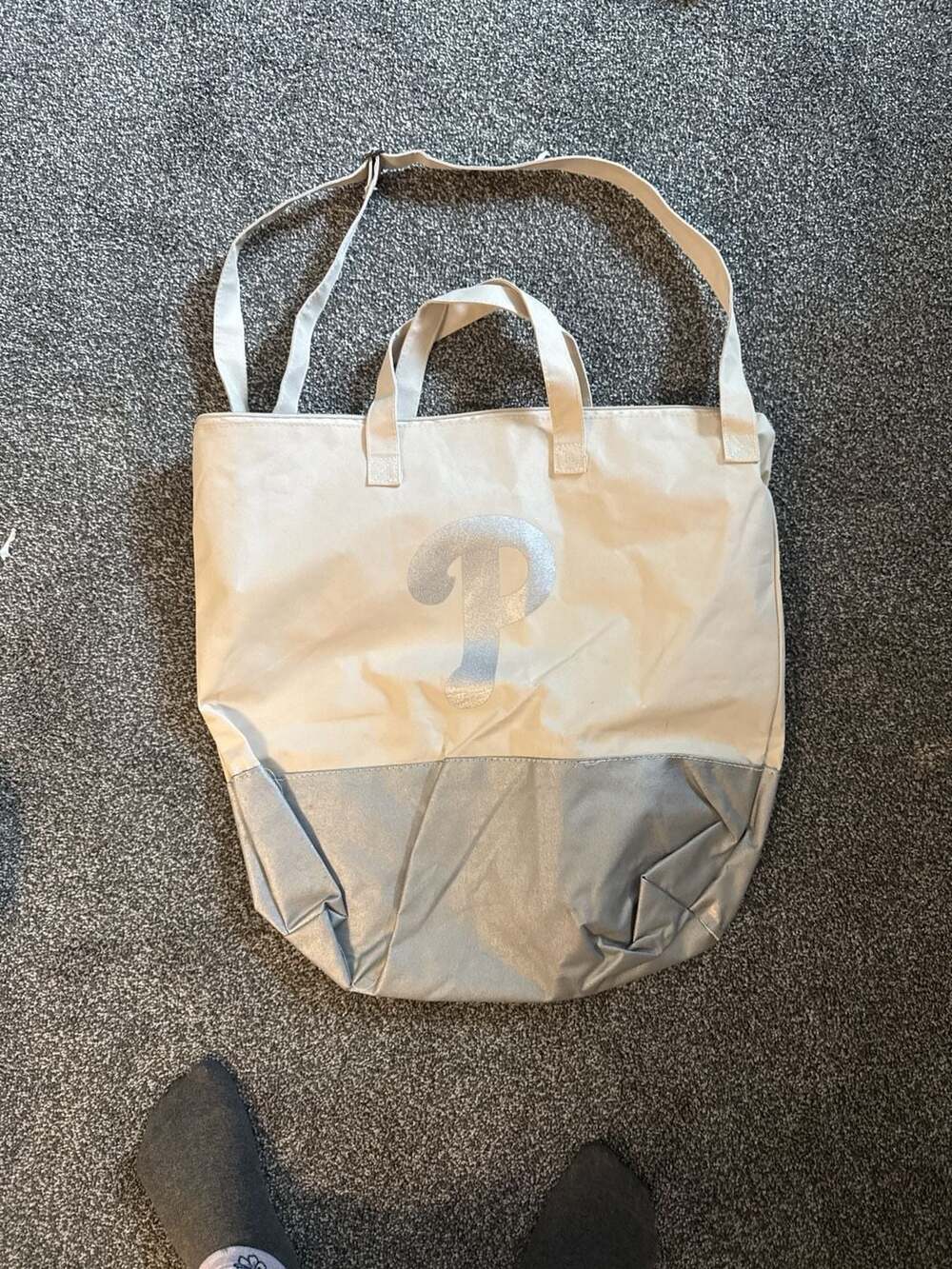 StubHub Philadelphia Phillies Silver Glitter Canvas Tote Bag